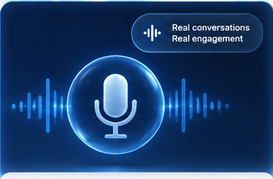 ClearVoice AI — a voice waveform around a microphone